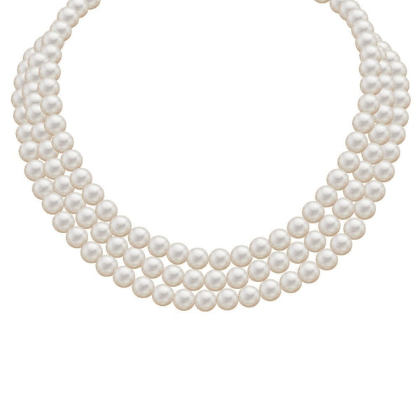 18ct white gold 18" 6.5mm x 7.0mm AAA Akoya pearl 3 row necklace