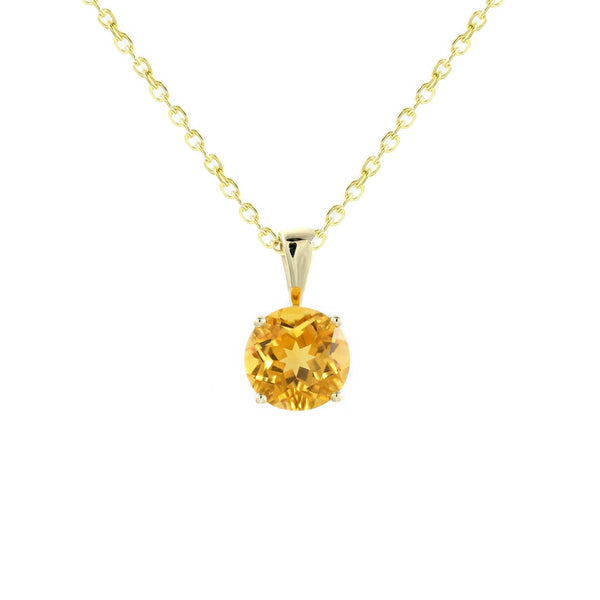 9ct yellow gold 7mm x 7mm round citrine pendant