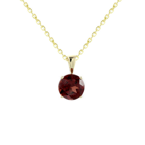 9ct yellow gold 7mm x 7mm round garnet pendant