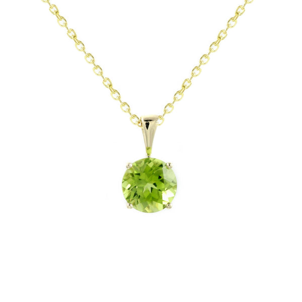 9ct yellow gold 7mm x 7mm round peridot pendant