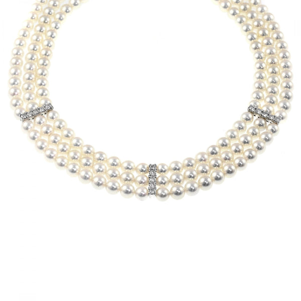 18ct white gold 6.5x7mm Akoya pearl & 1.68ct diamond necklace