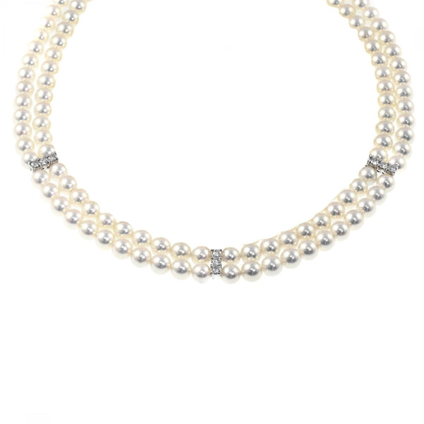 18ct white gold 5.5x6mm Akoya pearl & 0.93ct diamond necklace