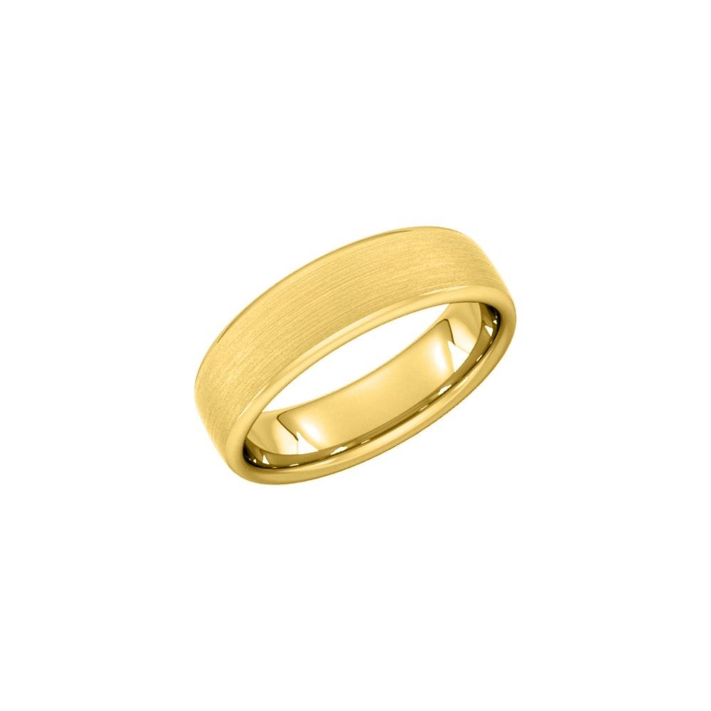18ct yellow gold 6.0mm satin medium weight court wedding ring