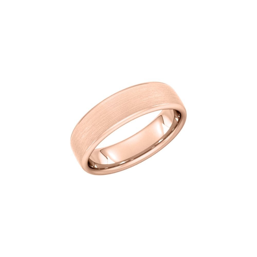 18ct rose gold 6.0mm satin medium weight court wedding ring