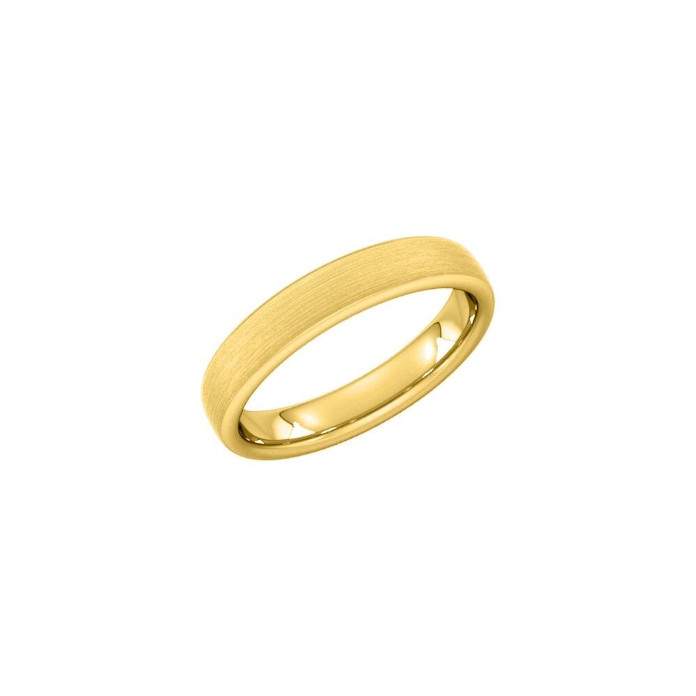 18ct yellow gold 4.0mm satin medium weight court wedding ring.