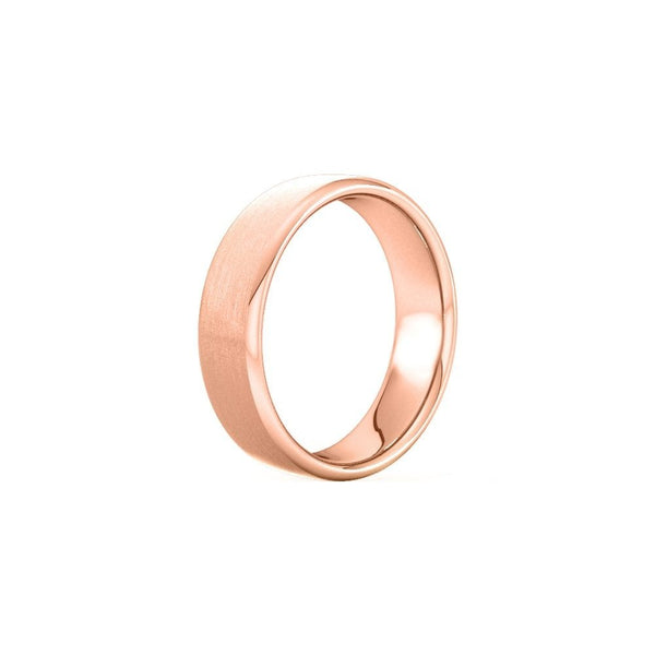 18ct rose gold 6.0mm satin medium weight court wedding ring