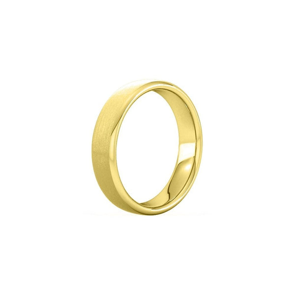 18ct yellow gold 5.0mm satin medium weight court wedding ring