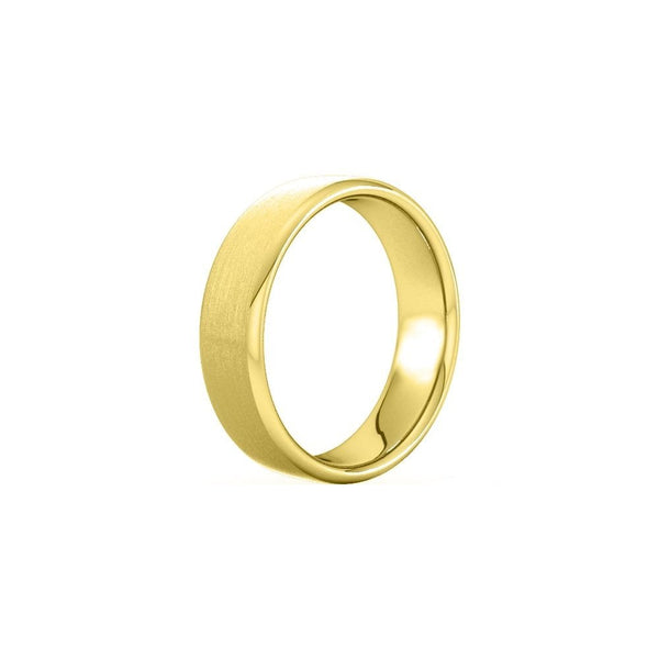 18ct yellow gold 6.0mm satin medium weight court wedding ring