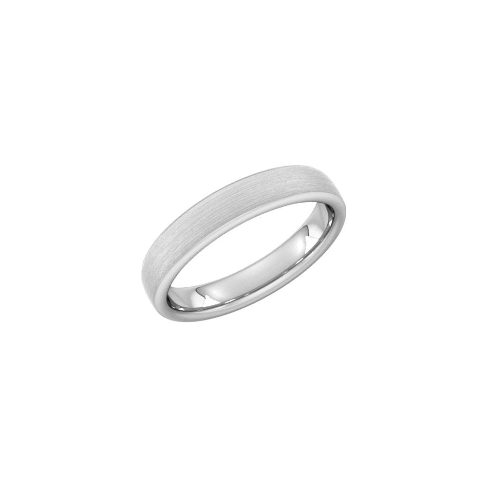 Platinum 4.0mm satin flat heavy weight court wedding ring