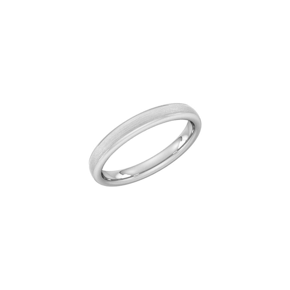 Platinum 3.0mm satin flat heavy weight court wedding ring
