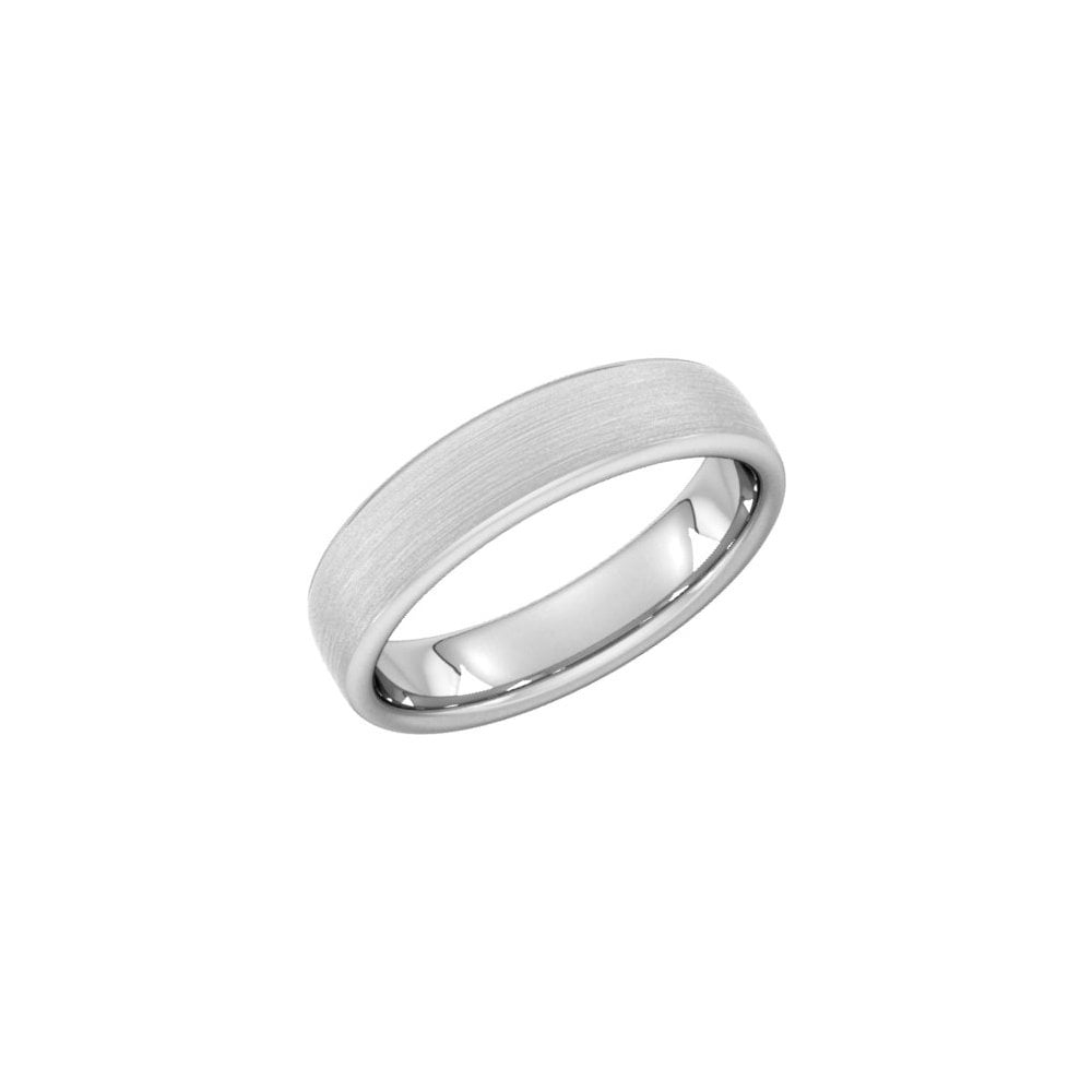 Platinum 5.0mm satin medium weight court wedding ring