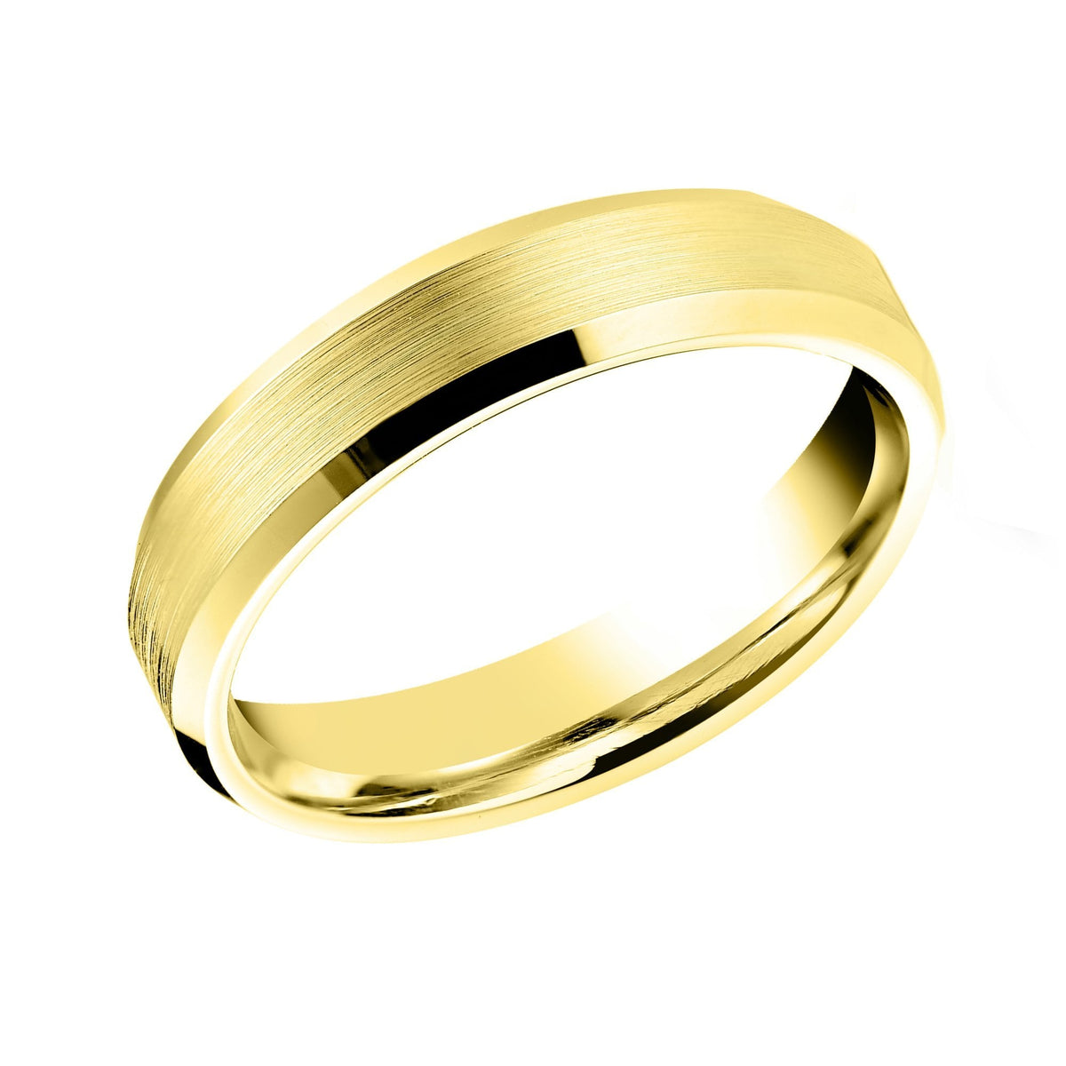18ct yellow gold 4.0mm flat heavy weight court wedding ring