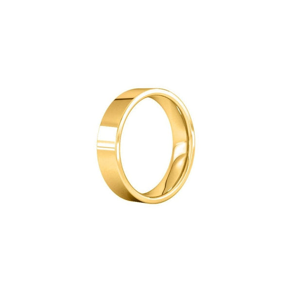 18ct yellow gold 5.0mm flat heavy weight court wedding ring