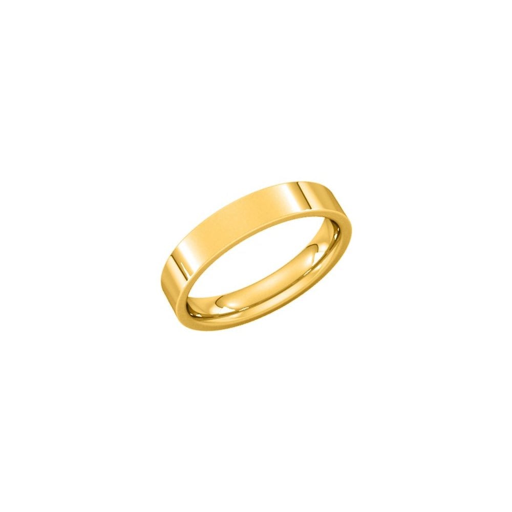 18ct yellow gold 4.0mm flat extra heavy weight court ring