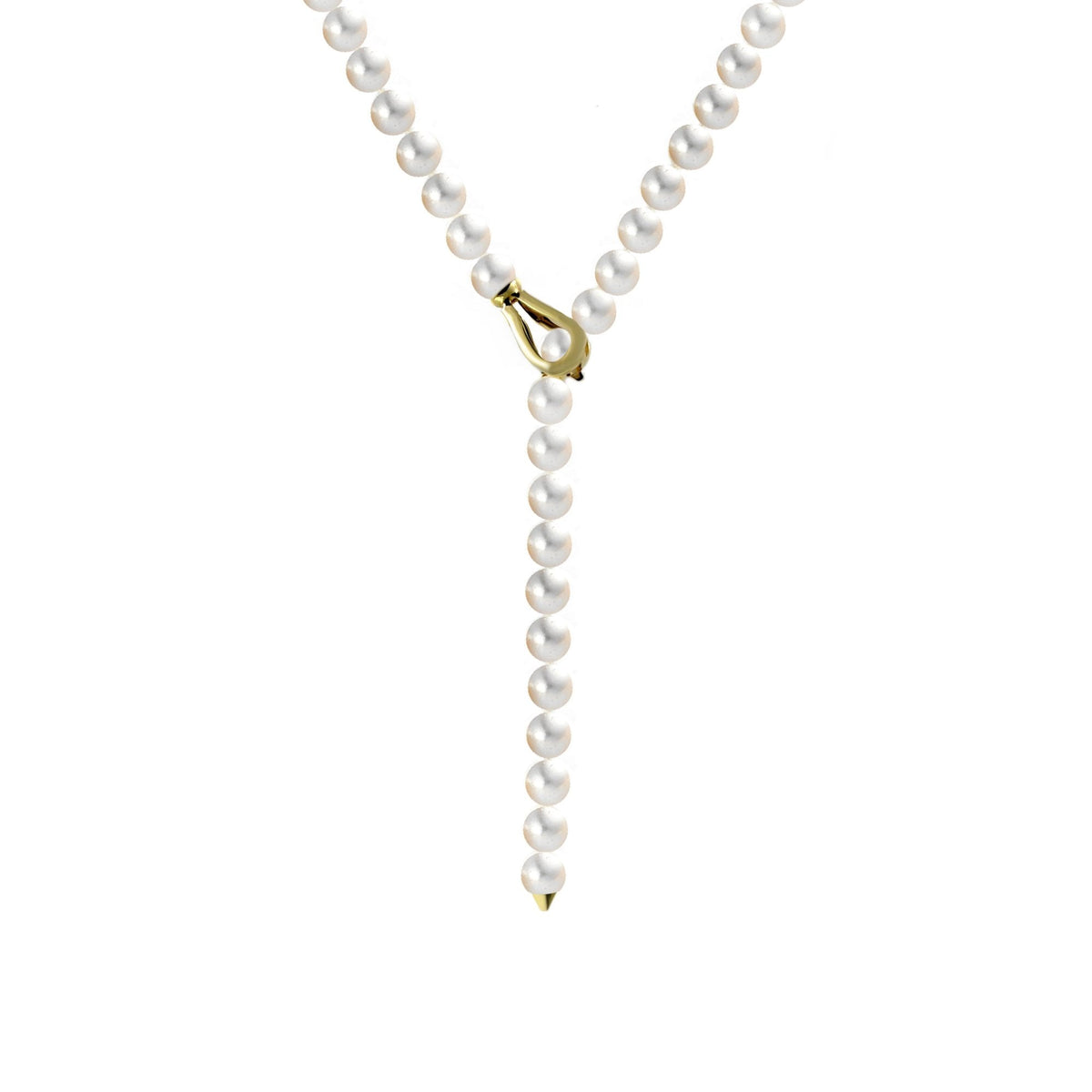 18ct yellow gold 26" 7.5x8mm Akoya pearl adjustable necklace