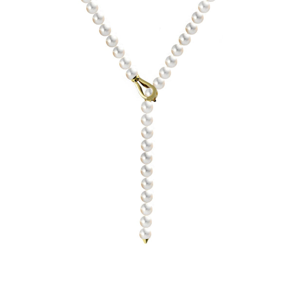 18ct yellow gold 26" 7.5x8mm Akoya pearl adjustable necklace