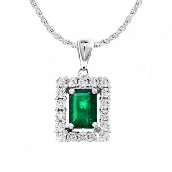 Platinum 0.45ct emerald & 0.34ct diamond pendant
