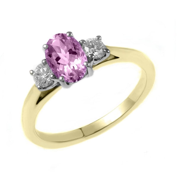18ct yellow gold 0.70ct pink tourmaline & 0.25ct diamond ring