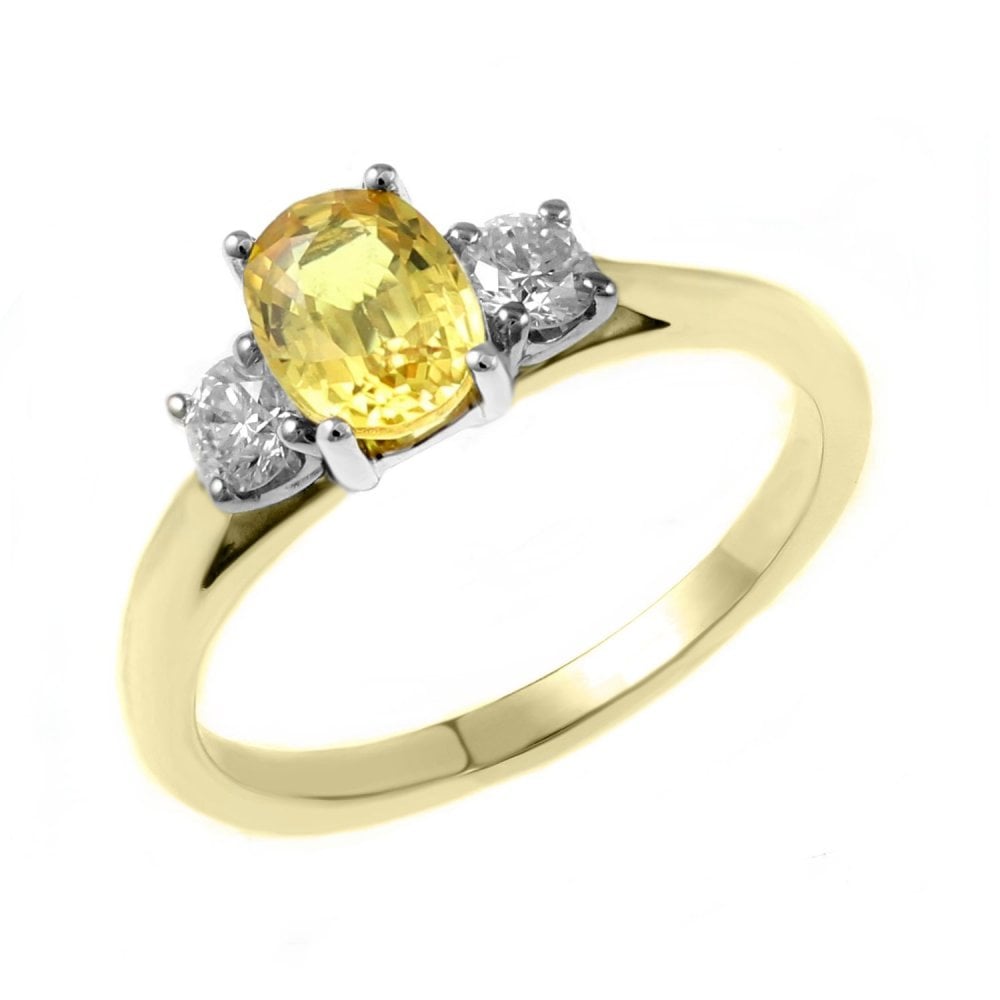 18ct yellow gold 1.00ct yellow sapphire & 0.25ct diamond ring