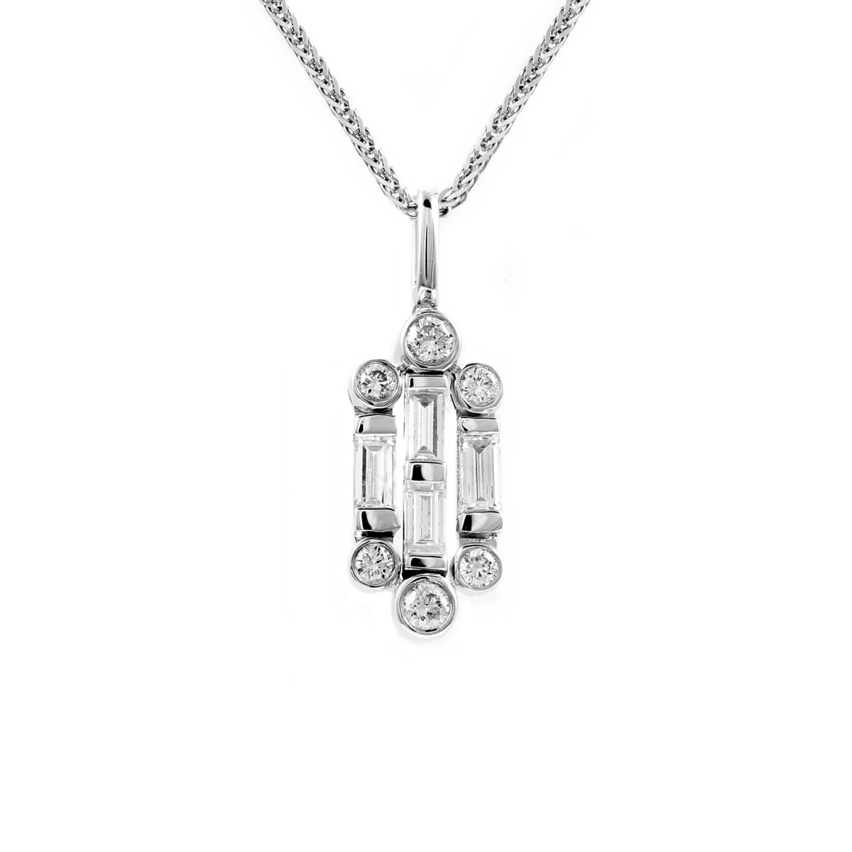 18ct white gold 0.61ct diamond Art Deco style pendant