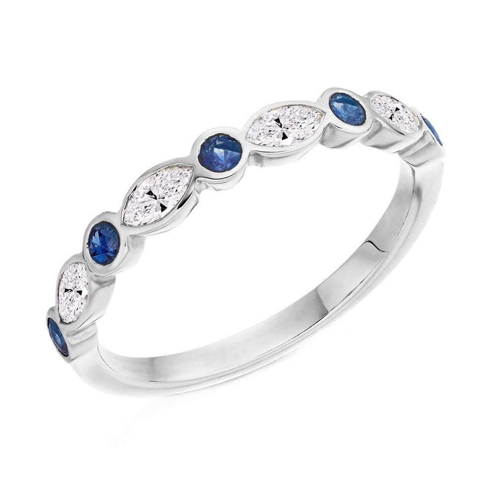 18ct yellow gold 0.20ct sapphire & 0.30ct diamond eternity ring