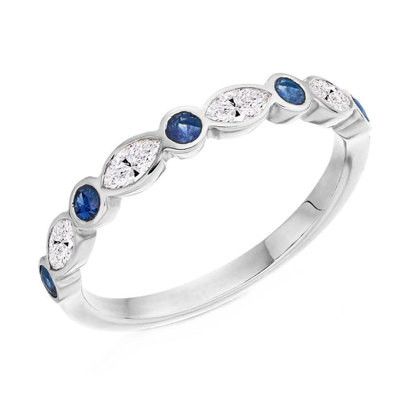 18ct yellow gold 0.20ct sapphire & 0.30ct diamond eternity ring