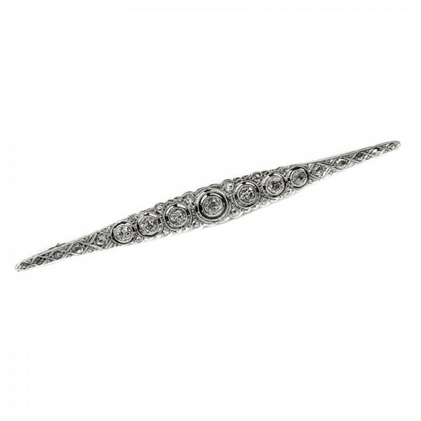 Genuine antique 18ct white gold 1.00ct approx diamond brooch