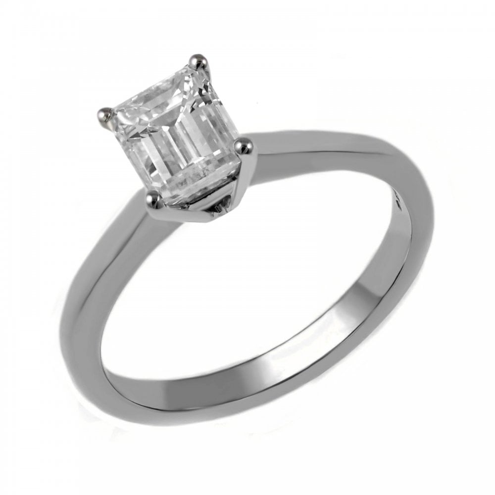 Platinum 1.50ct E VS2 GIA emerald cut diamond ring