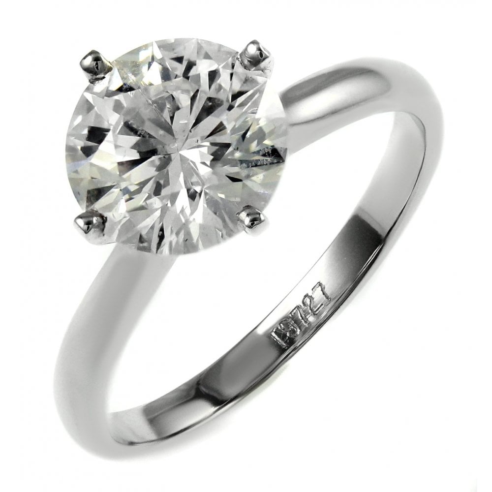 Platinum 2.04ct F VS2 GIA round brilliant cut diamond ring
