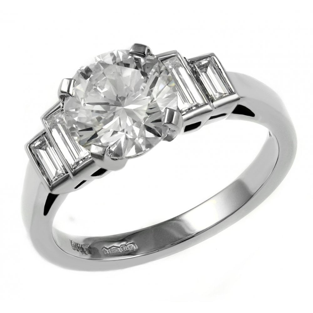 Platinum 2.02ct F SI1 GIA round brilliant cut diamond ring
