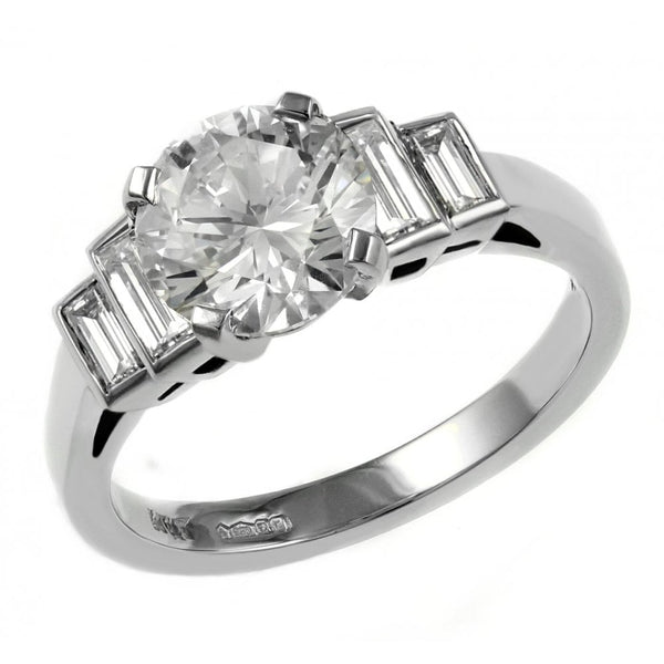 Platinum 2.02ct F SI1 GIA round brilliant cut diamond ring