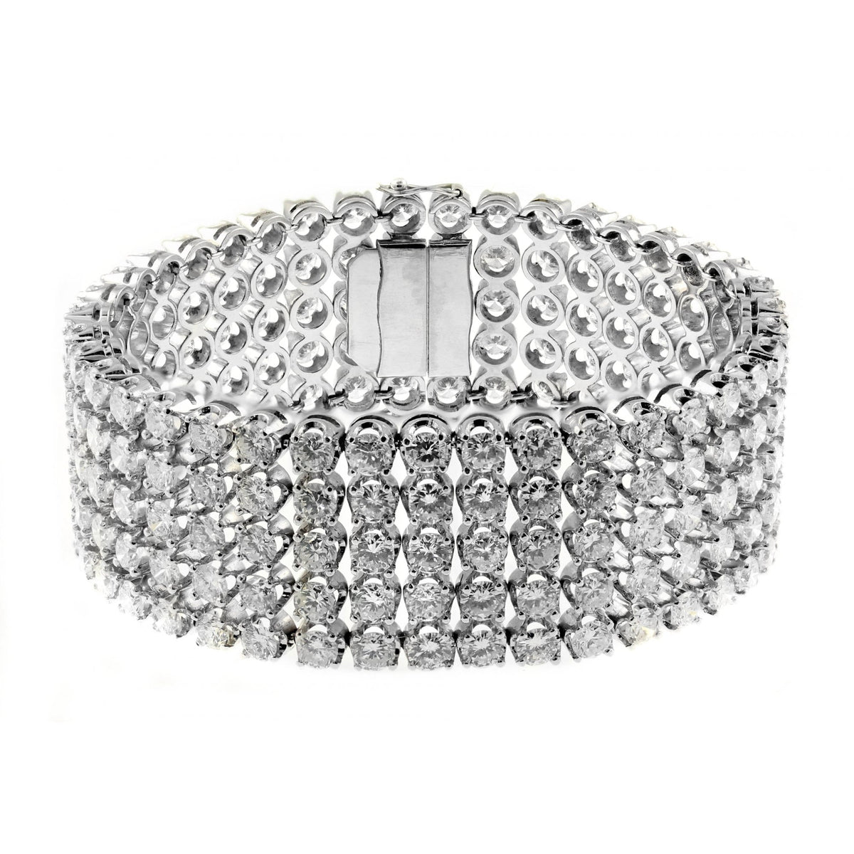 Preowned 18ct white gold 33.00ct diamond 5 row bracelet