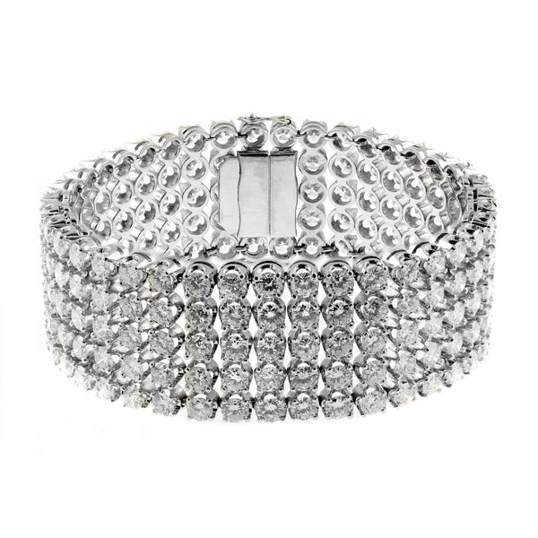 Preowned 18ct white gold 33.00ct diamond 5 row bracelet