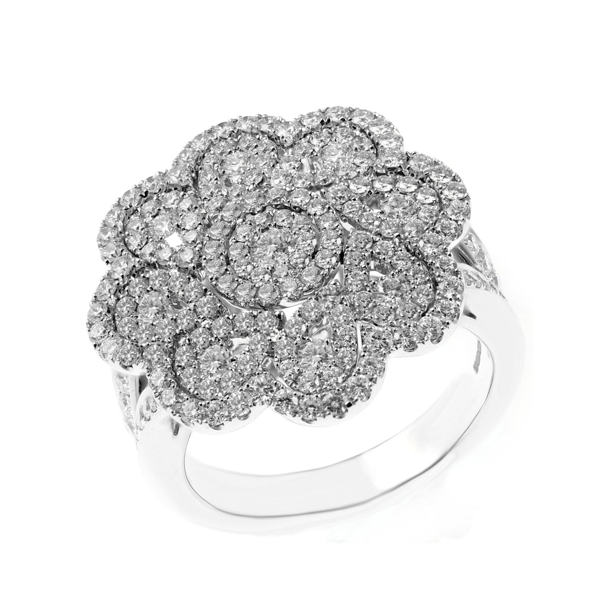 18ct white gold 1.73ct round diamond flower cluster ring