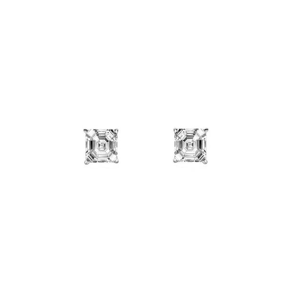 Platinum 0.50ct asscher cut diamond stud earrings