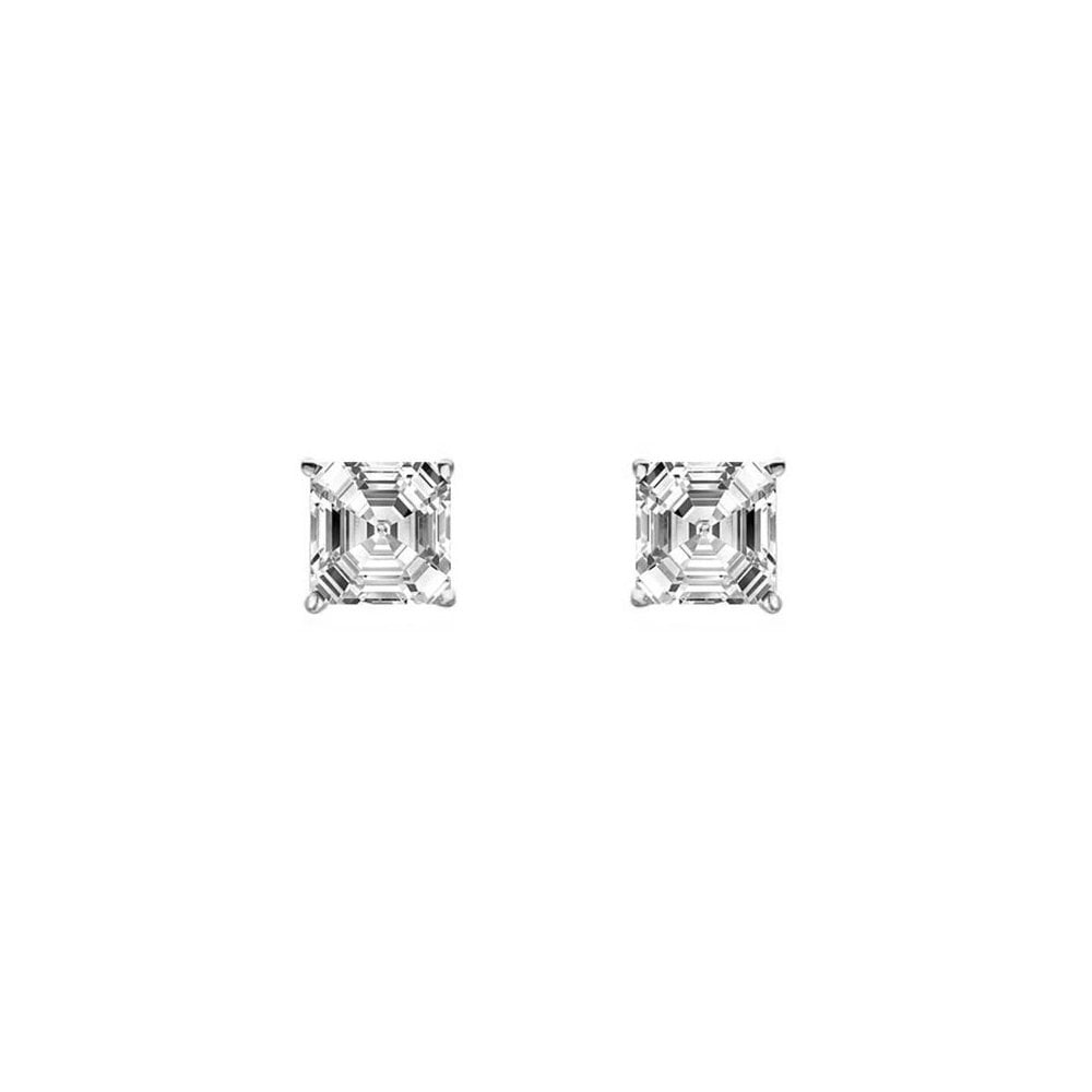 Platinum 0.81ct asscher cut diamond stud earrings