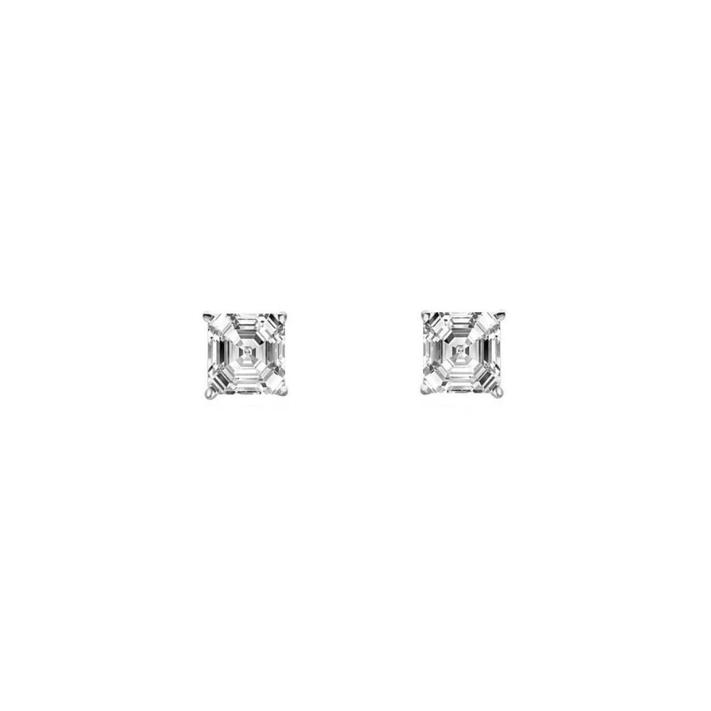 Platinum 0.41ct asscher cut diamond stud earrings