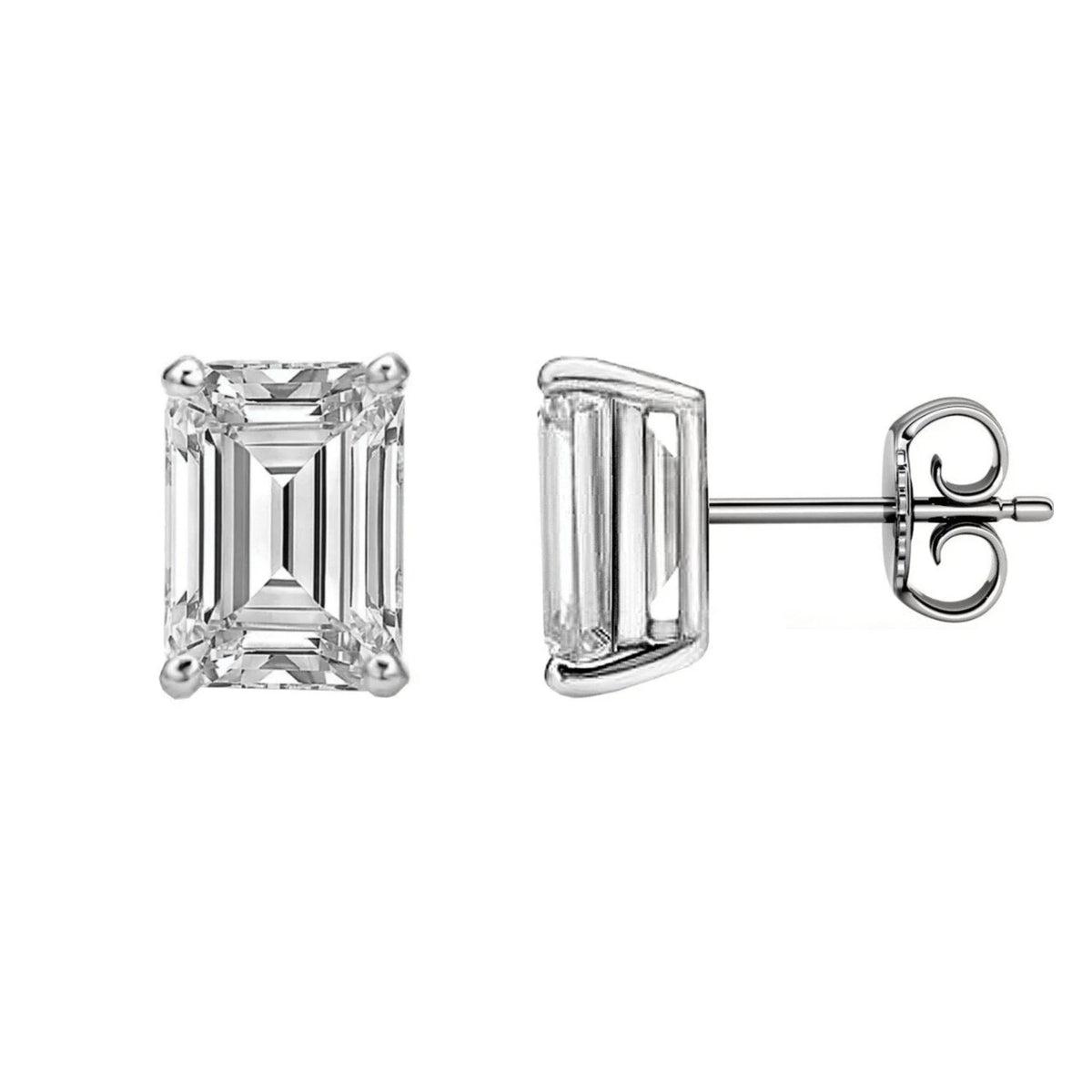 Platinum 2.00ct F VS2 GIA emerald cut diamond stud earrings