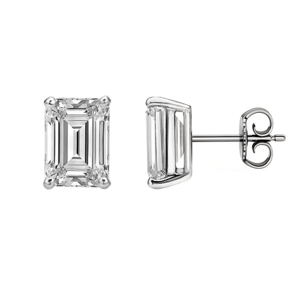 Platinum 2.00ct F VS2 GIA emerald cut diamond stud earrings
