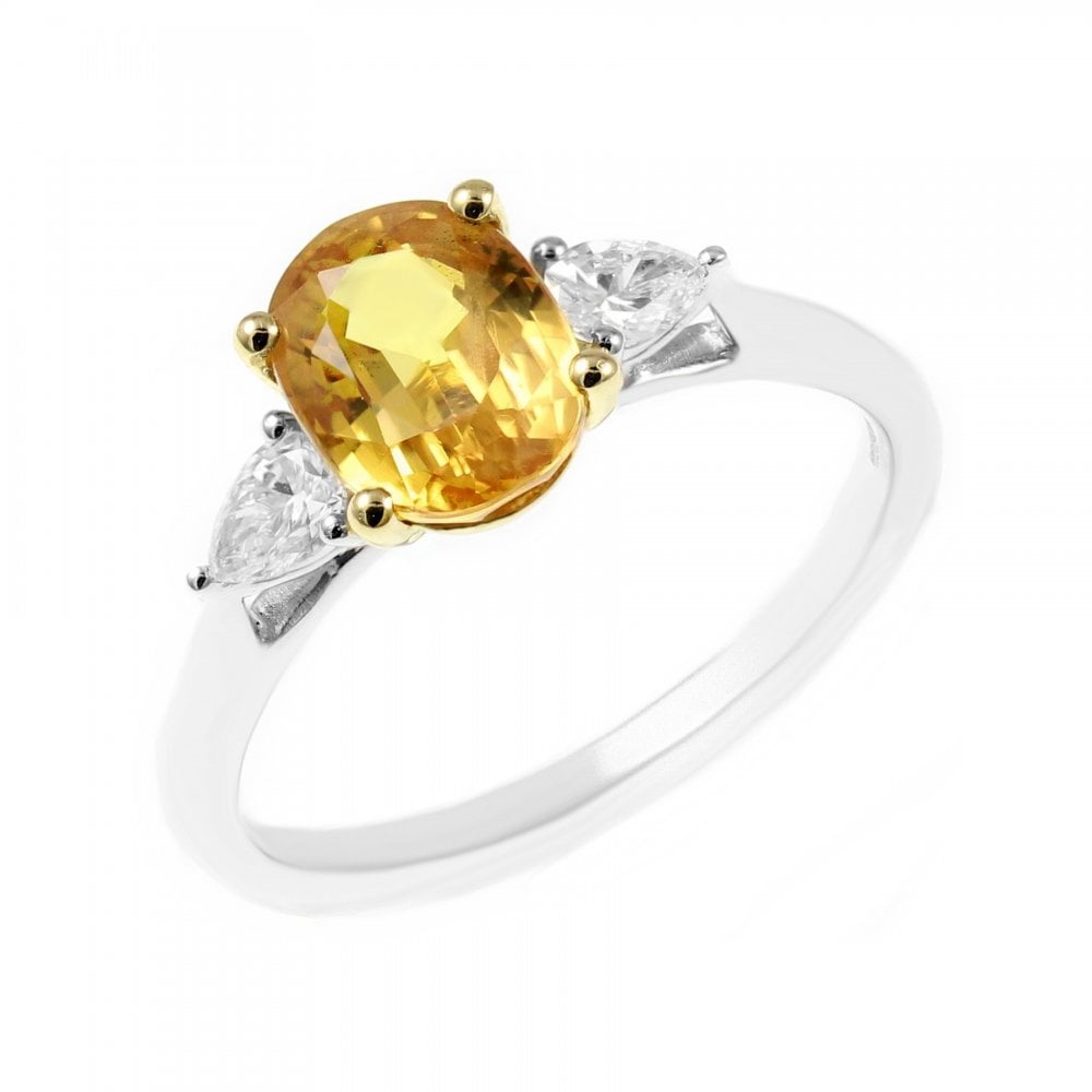 Platinum 1.14ct yellow sapphire & 0.19ct diamond ring