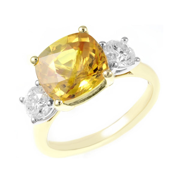 18ct yellow gold 4.92ct yellow sapphire & 0.80ct diamond ring