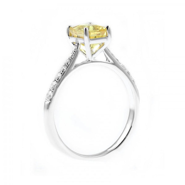 18ct white gold 1.64ct yellow sapphire & 0.20ct diamond ring