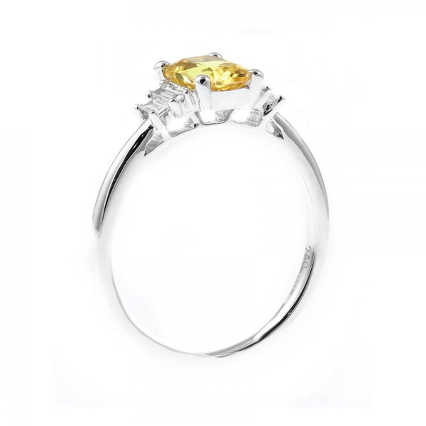18ct white gold 1.52ct yellow sapphire & 0.20ct diamond ring