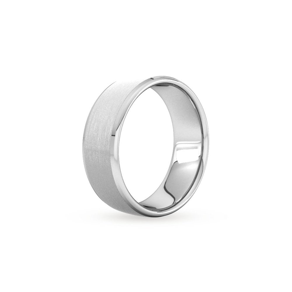 Platinum 8mm flat heavy flat court wedding ring