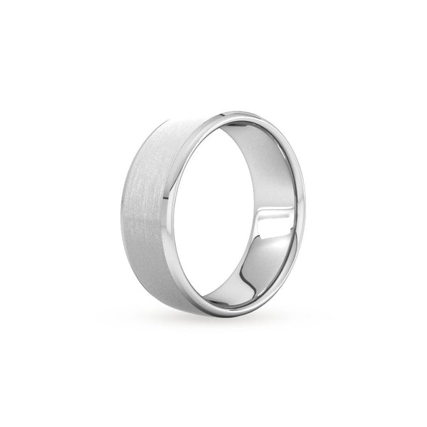 Platinum 8mm flat heavy flat court wedding ring