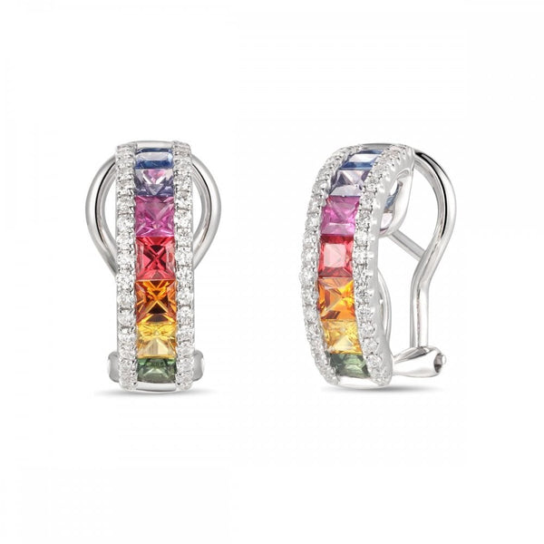 18ct white gold 1.66ct mutli sapphire & 0.30ct diamond earrings