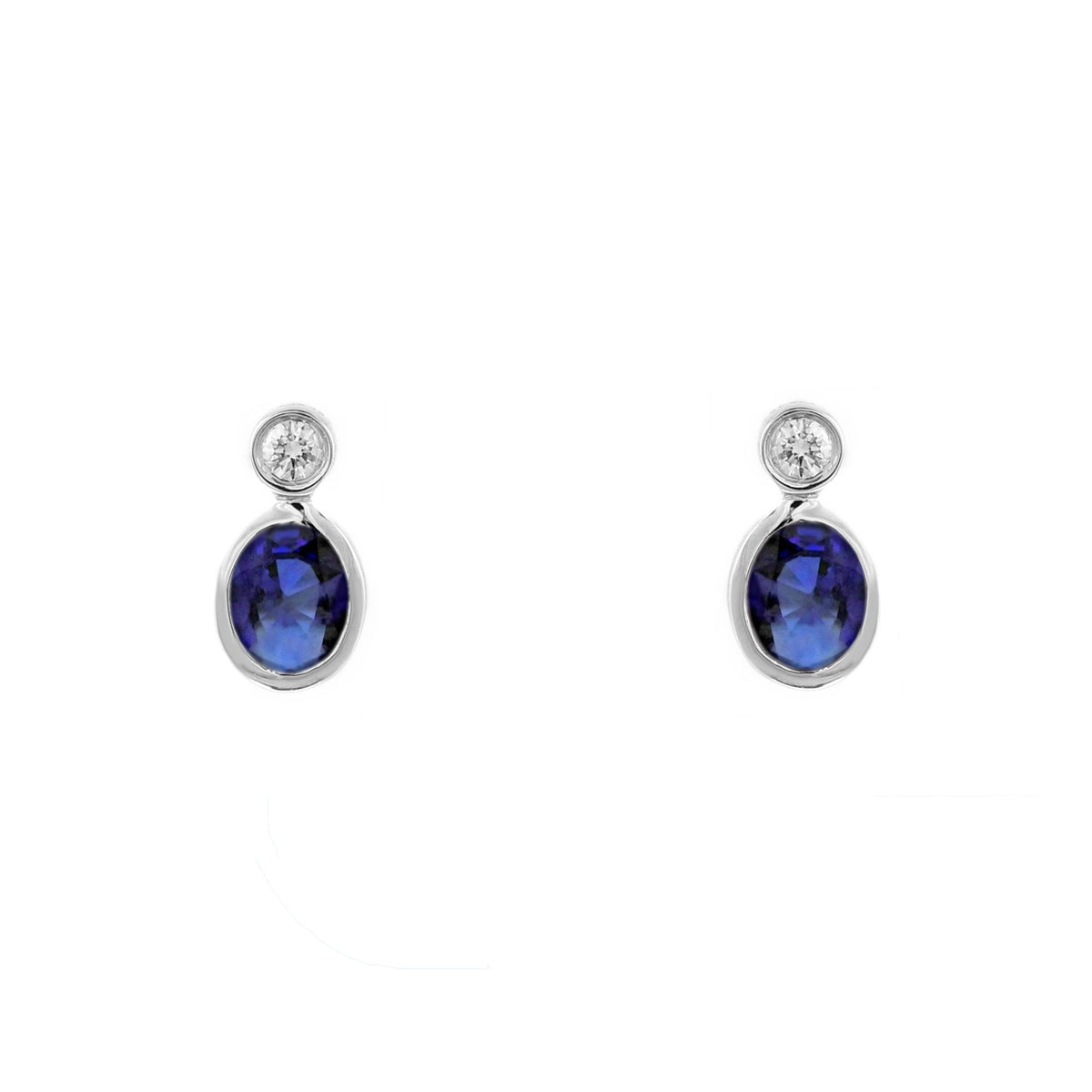 Platinum 0.63ct sapphire & 0.08ct diamond stud earrings