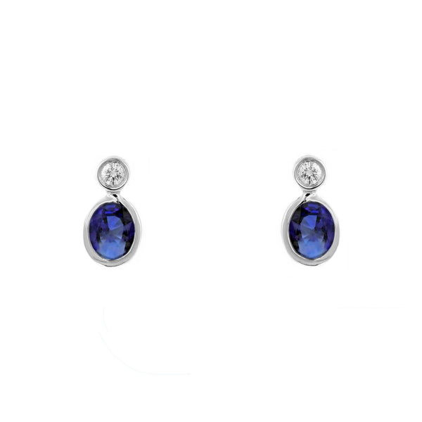 Platinum 0.63ct sapphire & 0.08ct diamond stud earrings