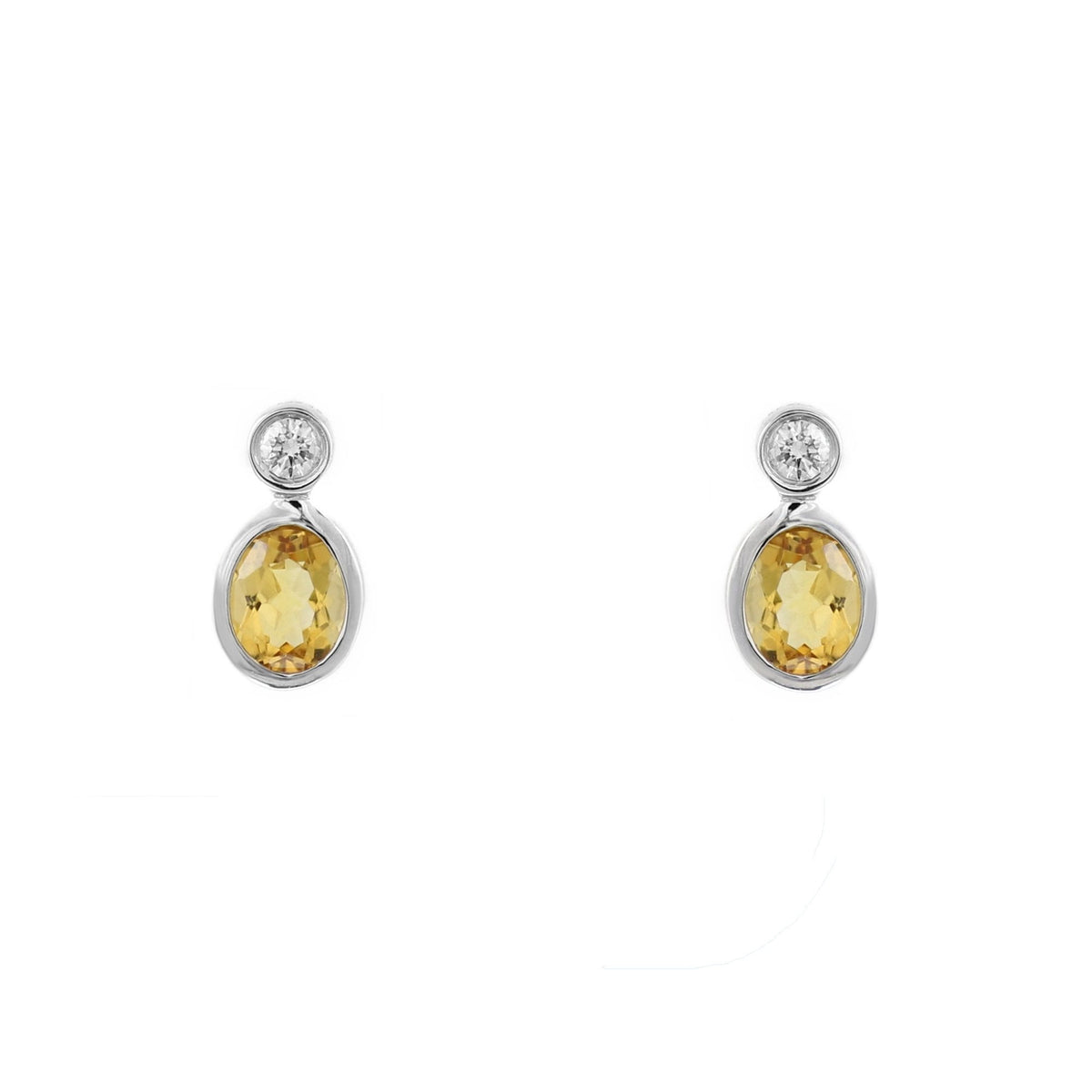 18ct white gold 0.65ct citrine & 0.07ct diamond stud earrings