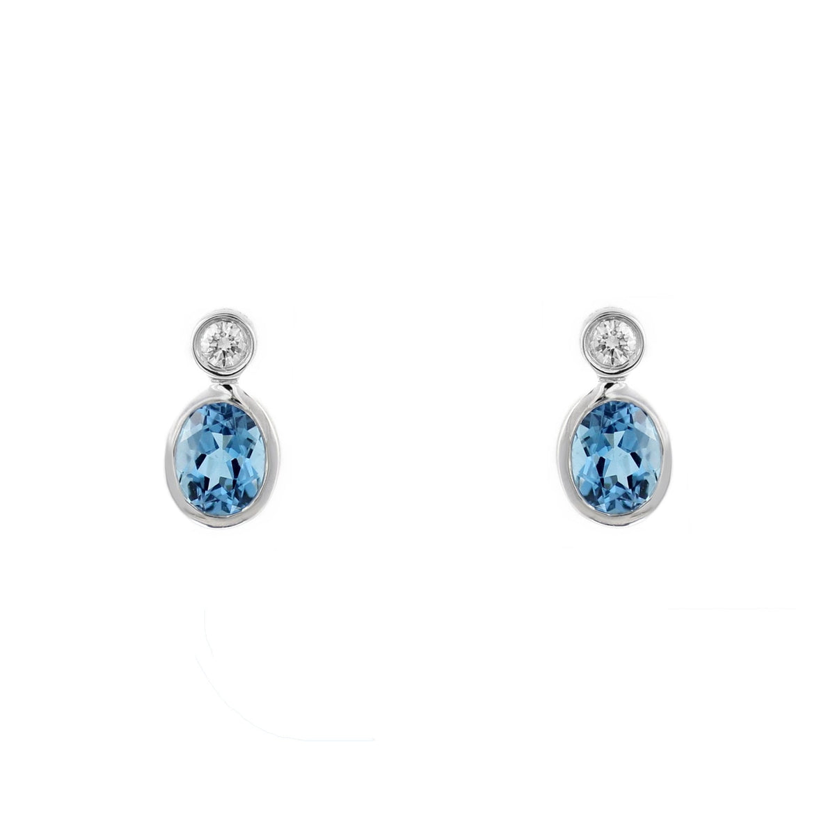 Platinum 0.87ct blue topaz & 0.06ct diamond stud earrings